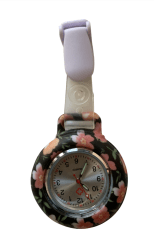 Healthworker Silicone watch with clip - Flowers