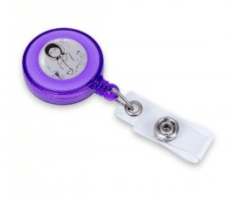 Retractable plastic clip  -Violet with different motives inside