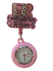 Silikon klokke - ER. Emergency room. Rosa