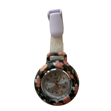 Healthworker Silicone watch with clip - Flowers