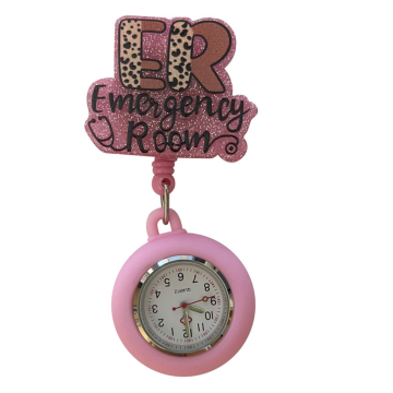 Silikon klokke - ER. Emergency room. Rosa