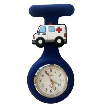 Silikonklokke. Blå med ambulanse motiv
